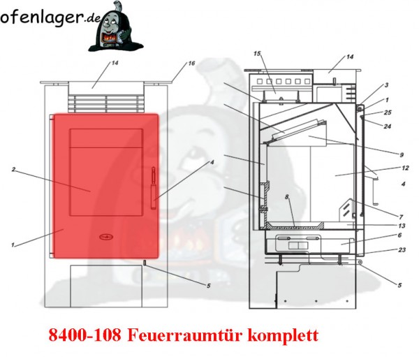 8400-108 Feuerraumtür komplett