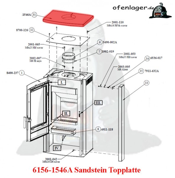 6156-1546A Sandstein Topplatte