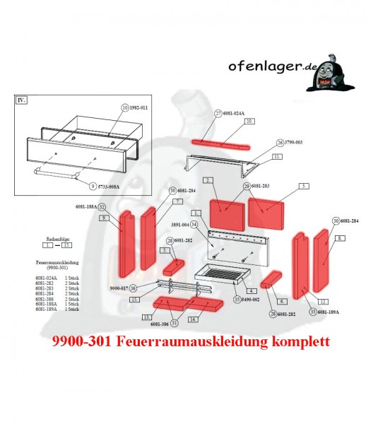 9900-301 Feuerraumauskleidung komplett