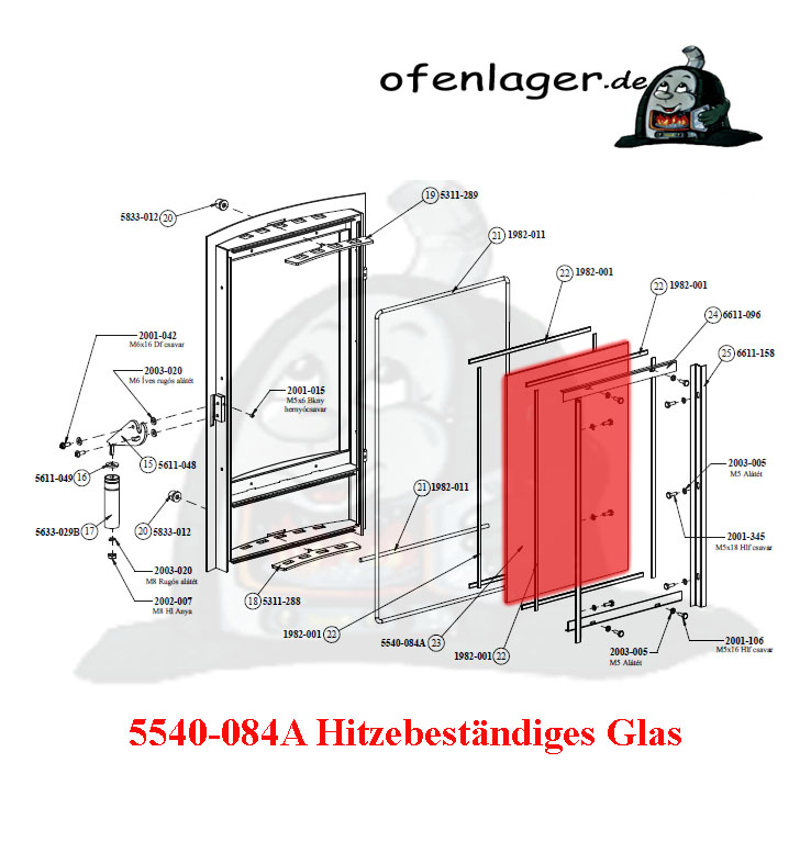 5540-084A Hitzebeständiges Glas | Frankfurt C | Ersatzteile FIREPLACE