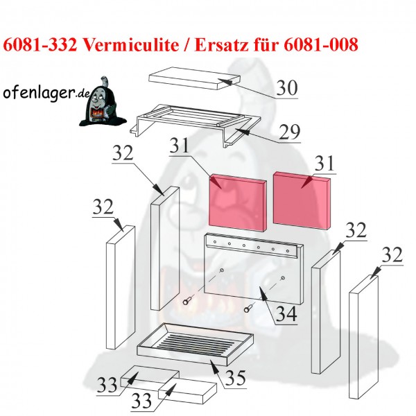 6081-332 Vermiculite- Ersatz für 6081-008 / 1 Stück