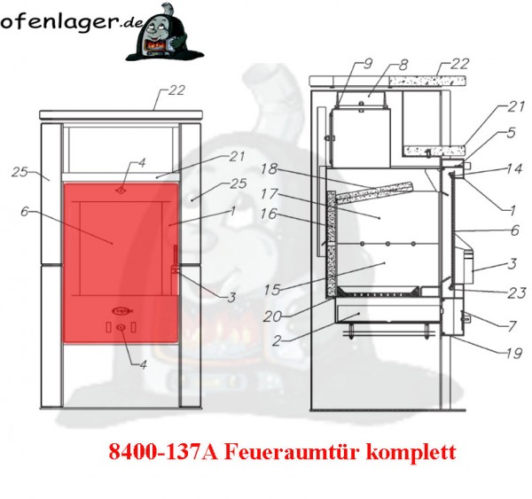 8400-137A Feuerraumtür komplett