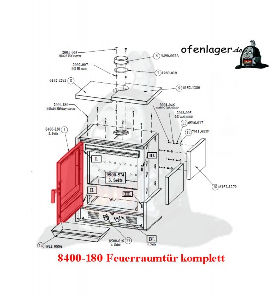 8400-180 Feuerraumtür komplett