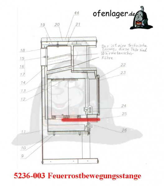 5236-003 Feuerrostbewegungsstange