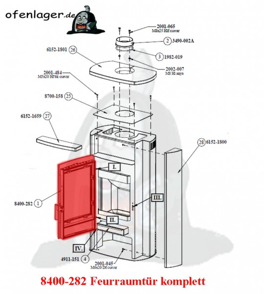 8400-282 Feuerraumtür komplett