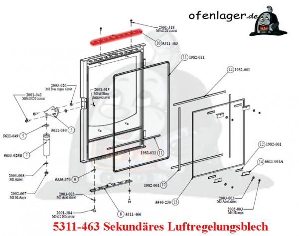 5311-463 Sekundär Luftreglungsblech