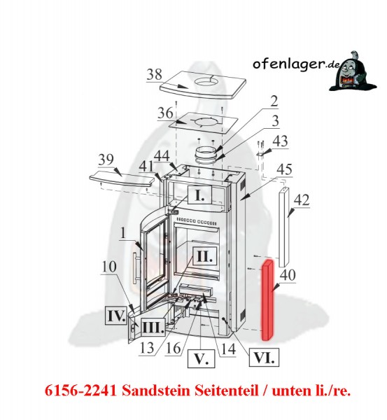 6156-2241 Sandstein Seite unten / 1 Stück