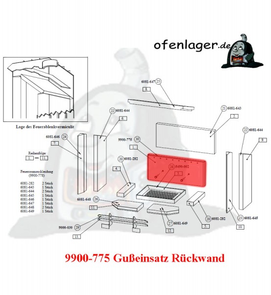 9900-775 Gußeinsatz Rückwand