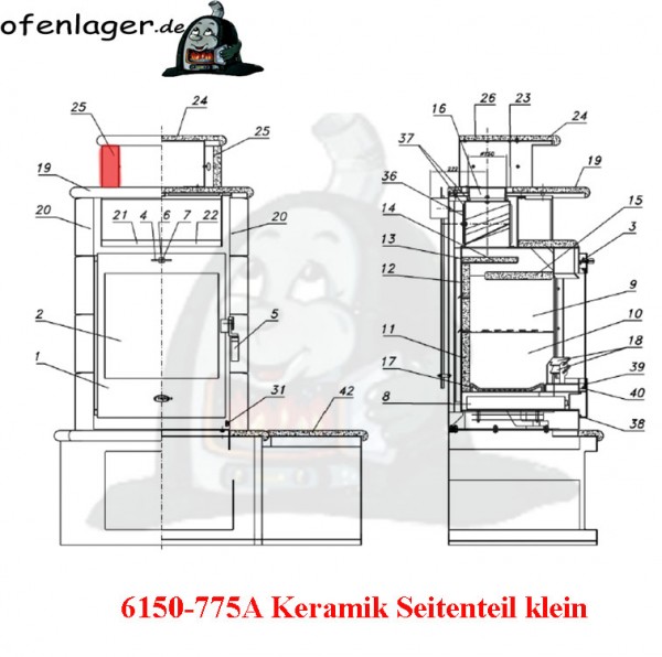 6150-775A Keramik/Seitenteil / 1 Stück