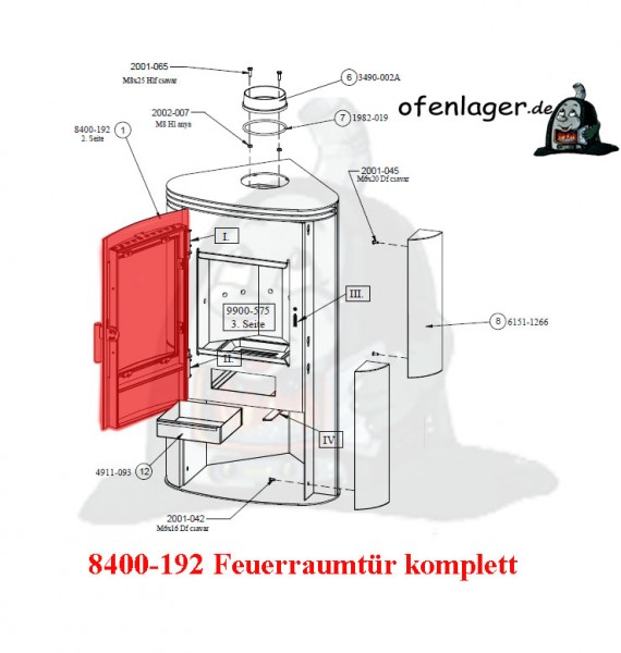 8400-192 Feuerraumtür komplett