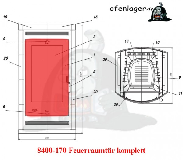 8400-170 Feuerraumtür komplett