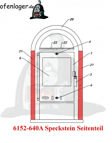 6152-640A Speckstein/Seitenteil / 1 Stück