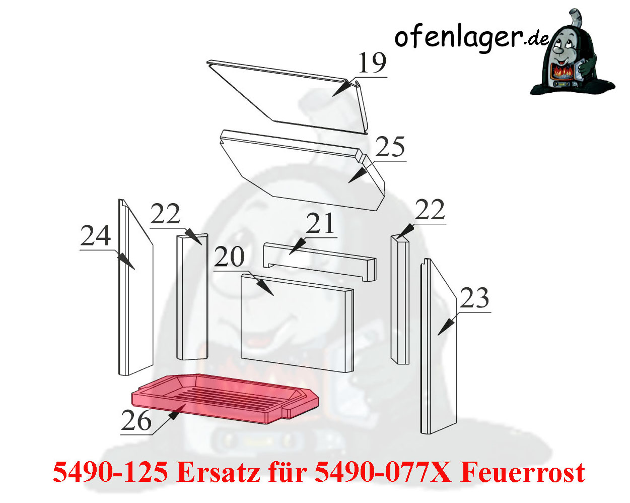5490-125 Ersatz für 5490-077X Feuerrost | K5350 Istria Stahl ...