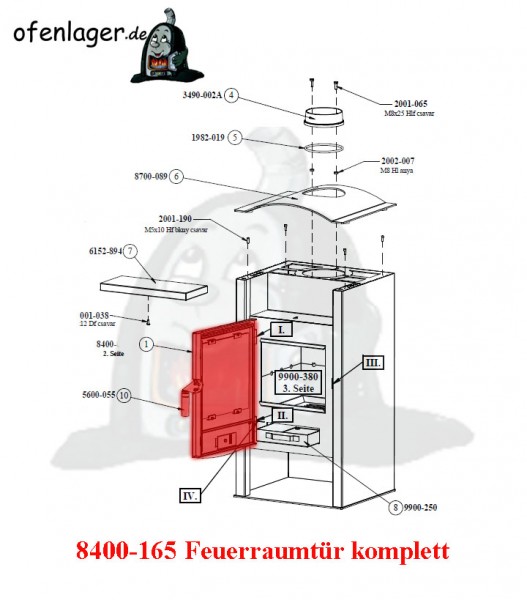 8400-165 Feuerraumtür komplett