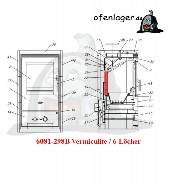 6081-298B Vermiculite mit 6 Löchern