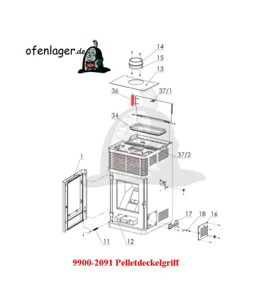 9900-2091 Pelletdeckelgriff / 1 Stück