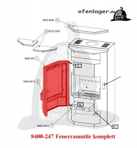 8400-247 Feuerraumtür komplett