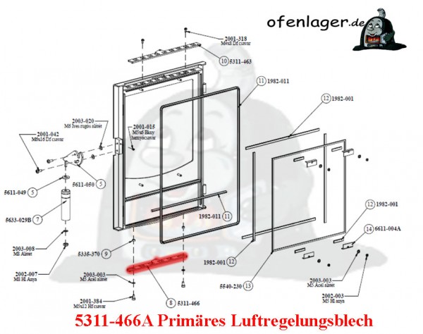 5311-466A Primär Luftreglungsblech