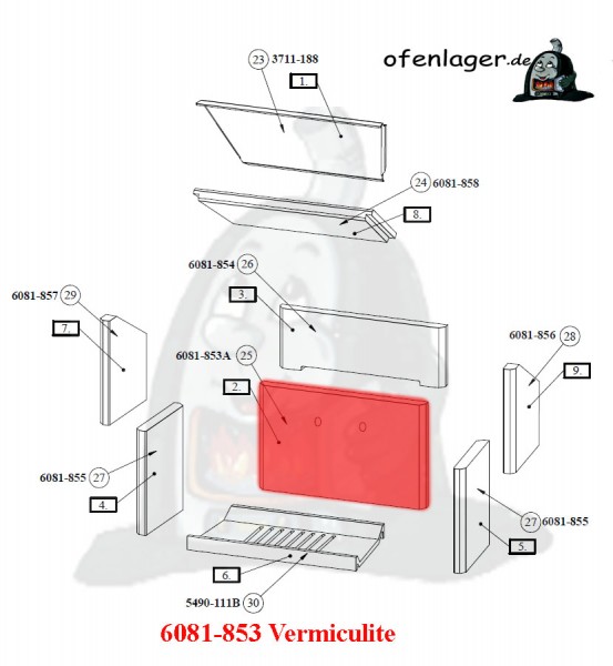 6081-853 Vermiculite Brennraum