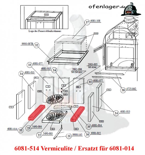 6081-514 Vermiculite- Ersatz für 6081-014 / 1Stück