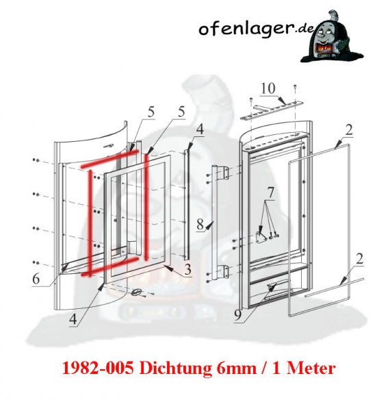 1982-005 Dichtung 6mm / 1 Meter