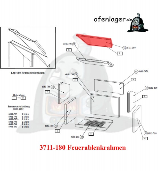 3711-180 Feuerablenkrahmen