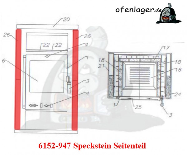 6152-947 Speckstein / 1 Stück