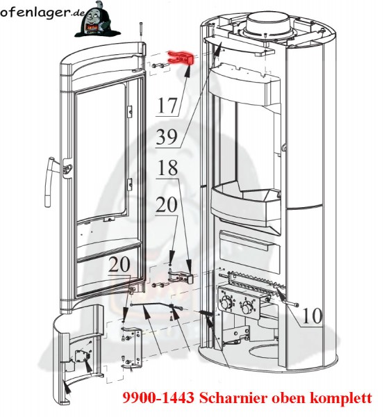 9900-1443 Scharnier oben kpl