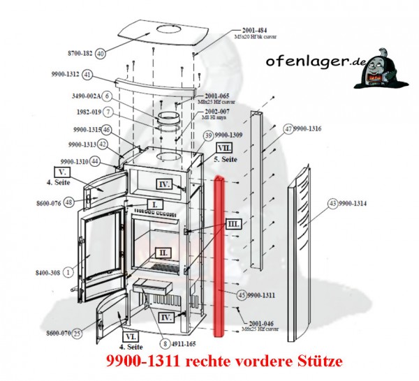 9900-1311 rechte vordere Stütze