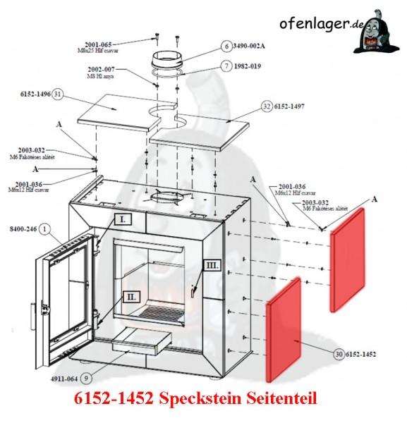 6152-1452 Speckstein / 1 Stück