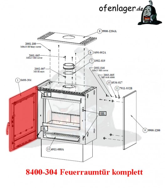 8400-304 Feuerraumtür komplett