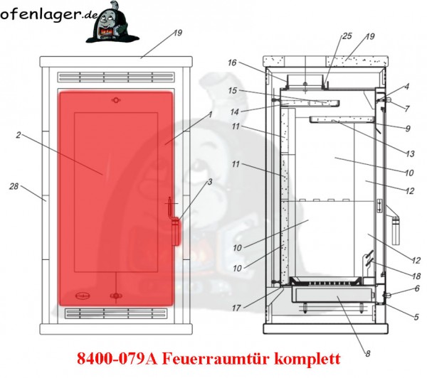 8400-079A Feuerraumtür komplett