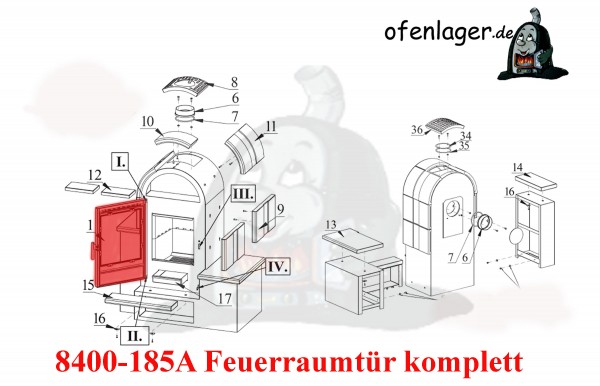 8400-185A Feuerraumtür komplett