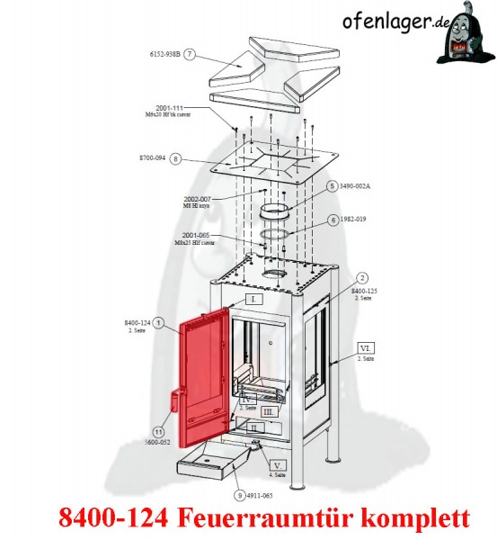 8400-124 Feuerraumtür komplett