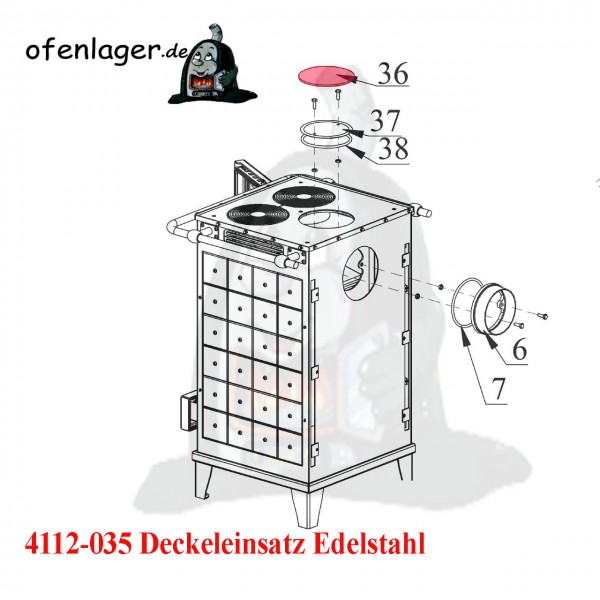 4112-035 Deckeleinsatz Edelstahl