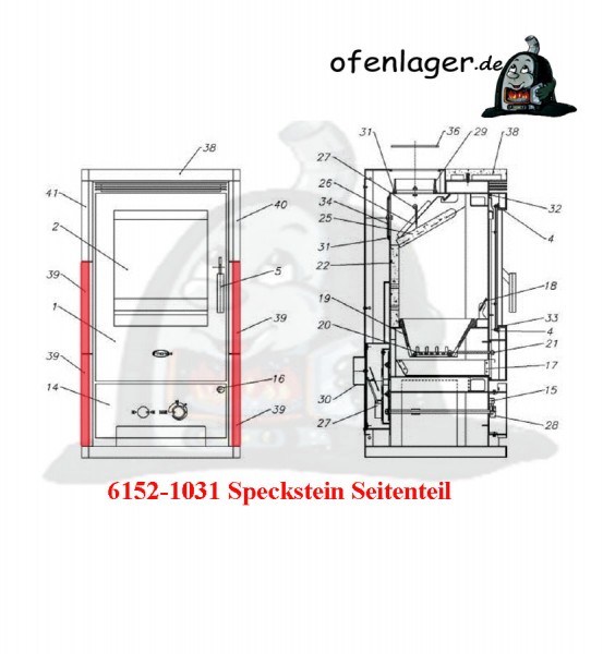 6152-1031 Speckstein / Seite mitte/unten li./re./ 1 Stück