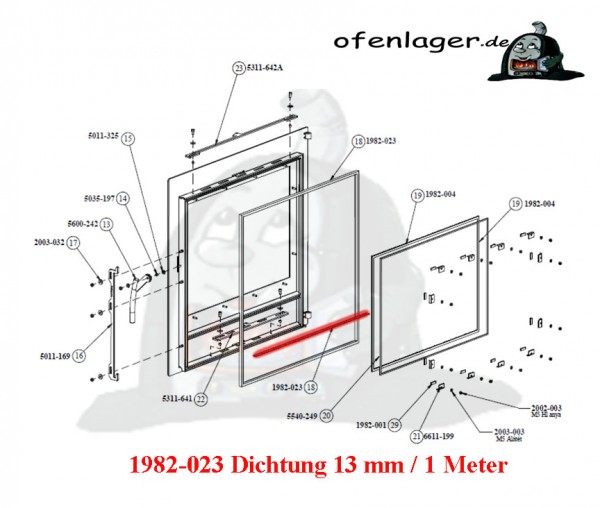 1982-023 Dichtung 13 mm / 1 Meter