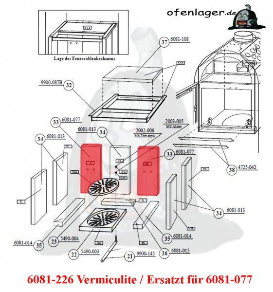 6081-226 Vermiculite-Resatz für 6081-077 / 1 Stück