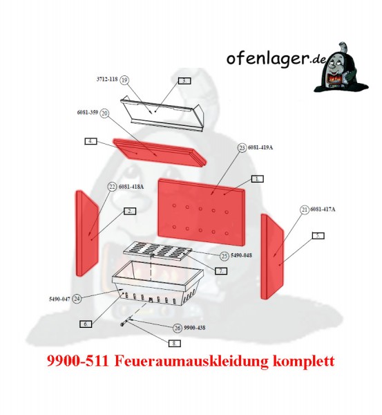 9900-511 Feuerraumauskleidung komplett