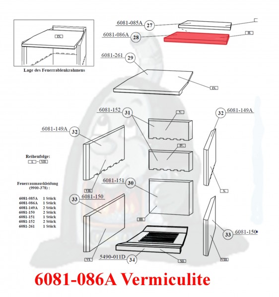 6081-086A Vermiculite Brennraum