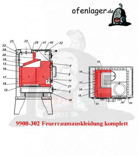 9900-302 Feuerraumauskleidung komplett