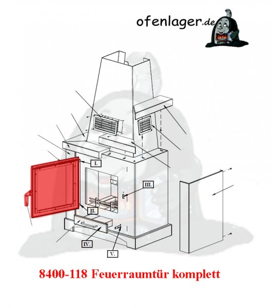 8400-118 Feuerraumtür komplett