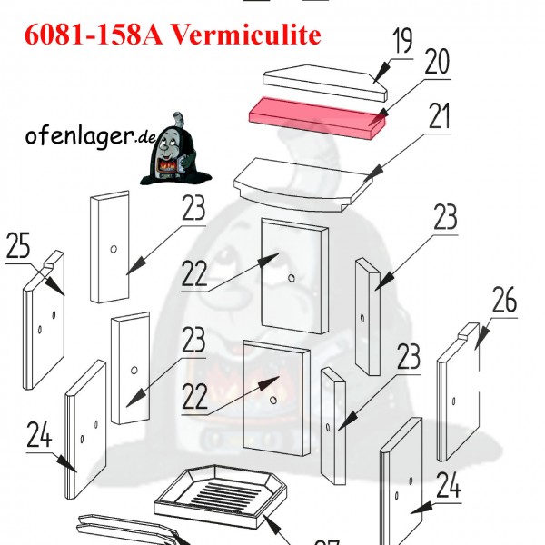 6081-158A Vermiculite Brennraum