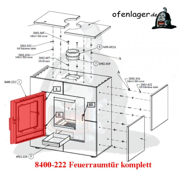 8400-222 Feuerraumtür komplett