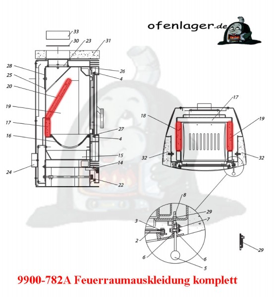 9900-782A Feuerraumauskleidung komplett