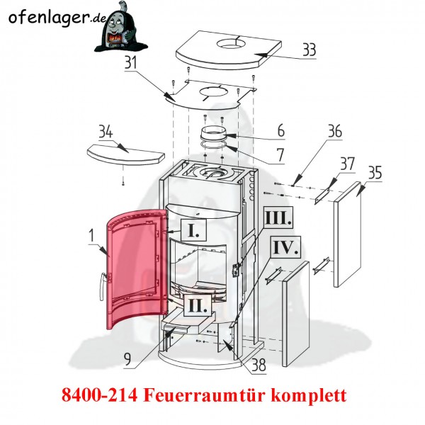 8400-214 Feuerraumtür komplett