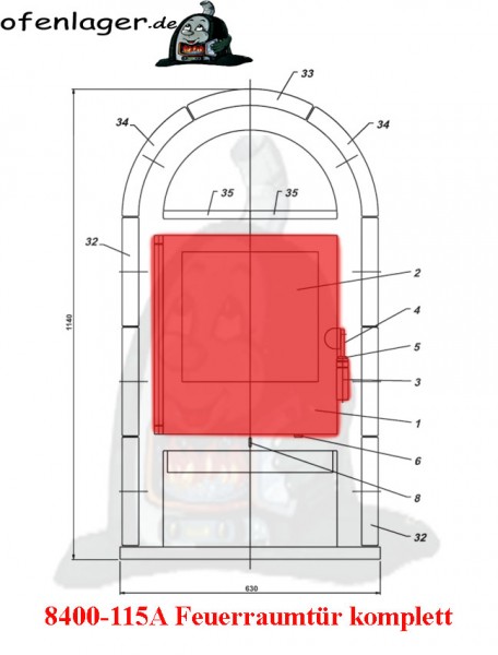 8400-115A Feuerraumtür komplett