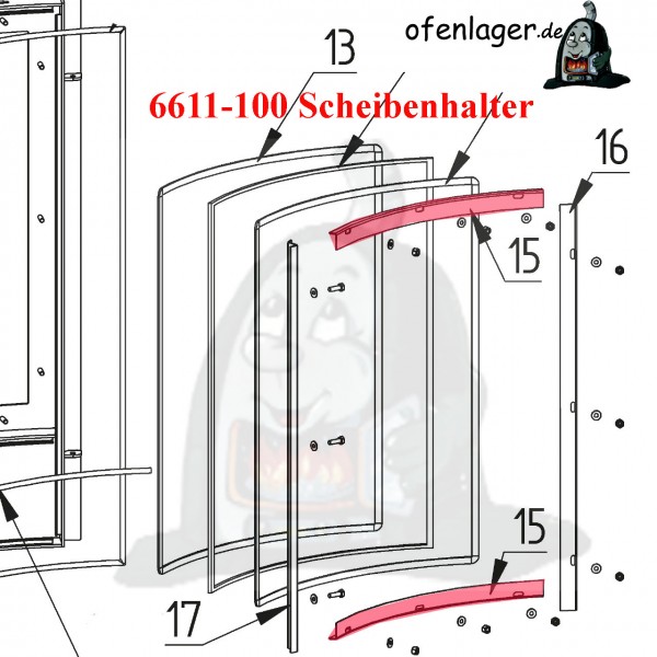 6611-100 Scheibenhalterung oben / unten 4 Stück