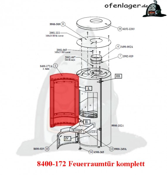 8400-172 Feuerraumtür komplett