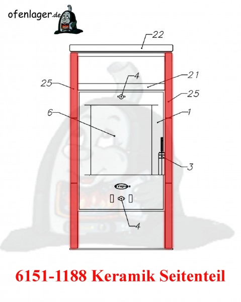 6151-1188 Keramik/Seitenteil / 1 Stück